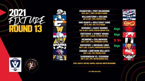Vfl Round 13 Fixture Update